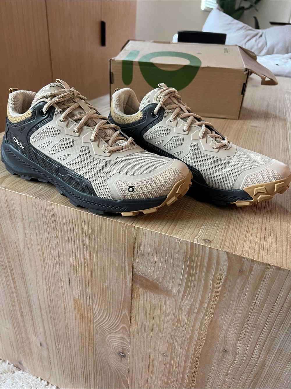 Oboz Women's Tan and Black Trail Running Shoes Katanatic Low Snow Leopard Hiking